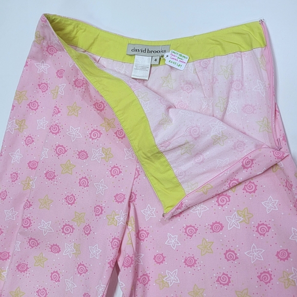 DAVID BROOKS 🍥 Sweet Vintage Hi-Waist Pink|Lime Green|White Seashell Capris 4 - Picture 13 of 16